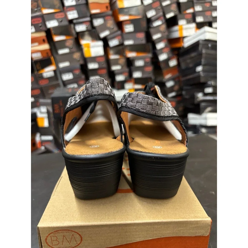 Bernie Mev Marcelo Gunmetal Woven Lace Up Wedge Sandals Womens Size 42 US 11